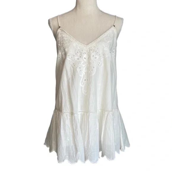 Anthropologie Letmebe Embroidered Eyelet Lace Peplum White Tunic NWT Size 4 - Picture 3 of 16